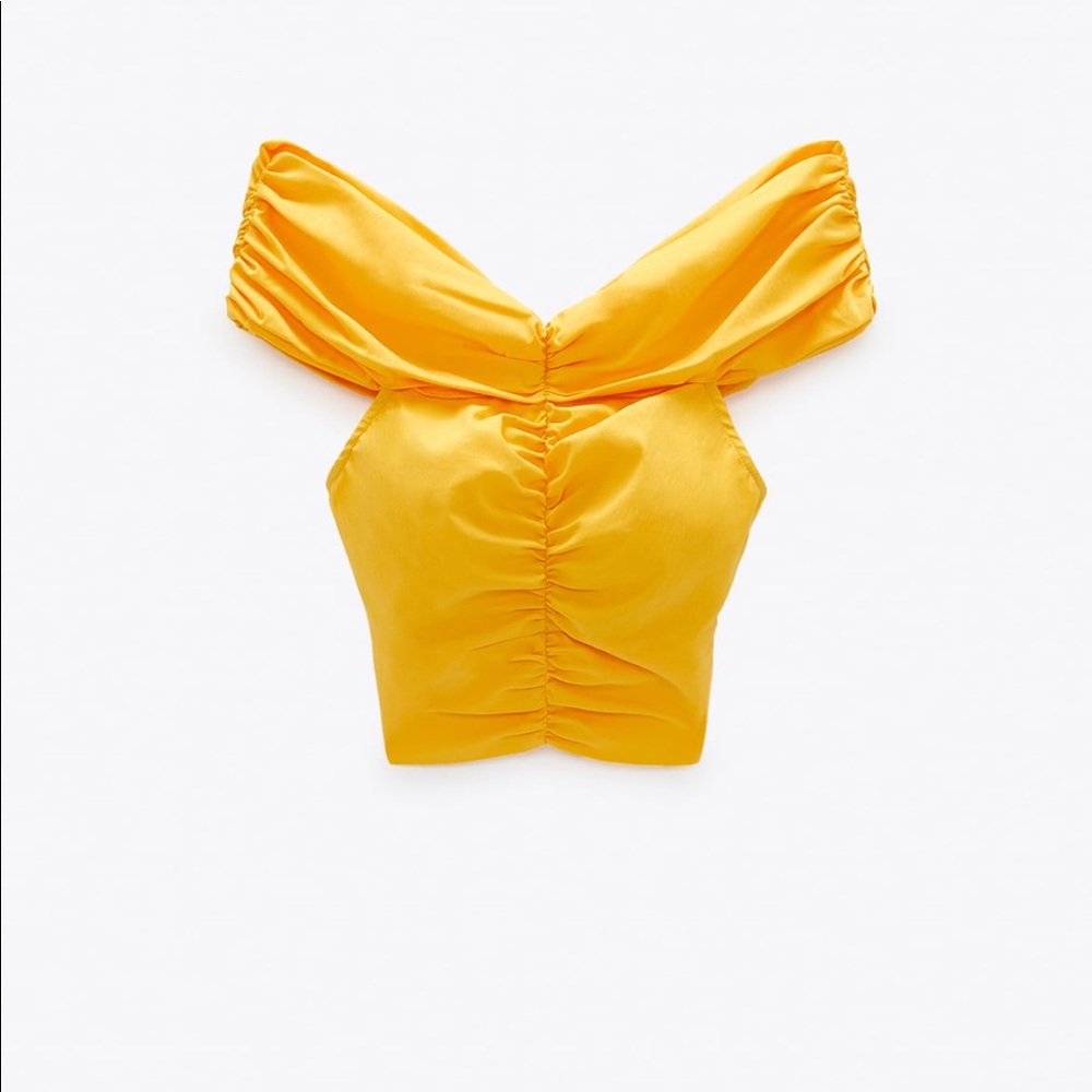 Zara mustard yellow crop top